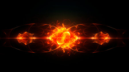 Fiery particles. The beginning of the explosion. Abstract background with flame particles on a black background. High quality illustrationの素材