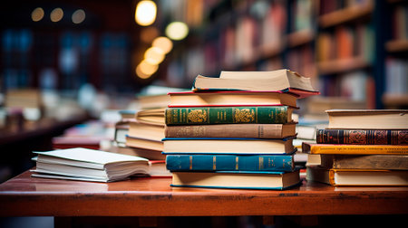 Books on the table. School topics. High quality illustrationの素材