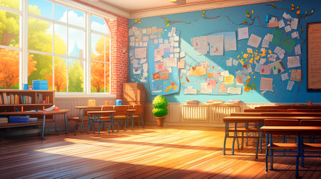 School background. Back to school. The theme of autumn and the beginning of the school year. High quality illustrationの素材