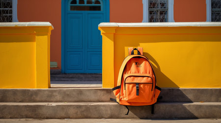 School backpack assembled for the beginning of the school year. High quality illustrationの素材
