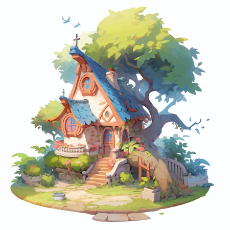 Vector icon of a fabulous fantasy house. Vector illustrationのイラスト素材