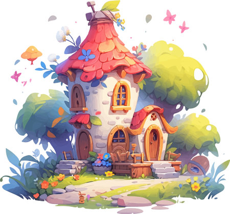 Vector icon of a fabulous fantasy house. Vector illustrationのイラスト素材