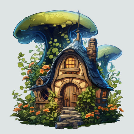 Vector icon of a fabulous fantasy house. Vector illustrationのイラスト素材