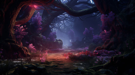 Gloomy fairy-tale forest. High quality illustrationの素材