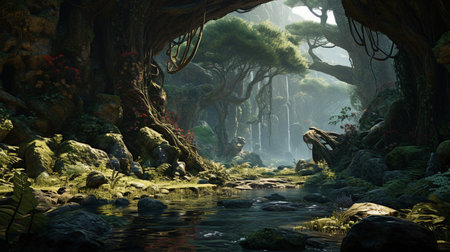 Gloomy fairy-tale forest. High quality illustrationの素材