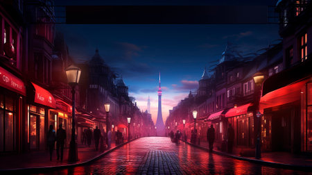 The background of the future. 2024 year of Technology, city, development. Panoramic view of the city. High quality illustrationの素材