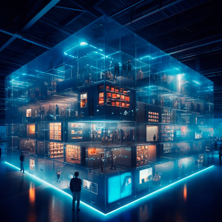 High-tech warehouse of the future. High quality illustrationの素材