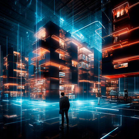 High-tech warehouse of the future. High quality illustrationの素材