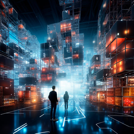 High-tech warehouse of the future. High quality illustrationの素材