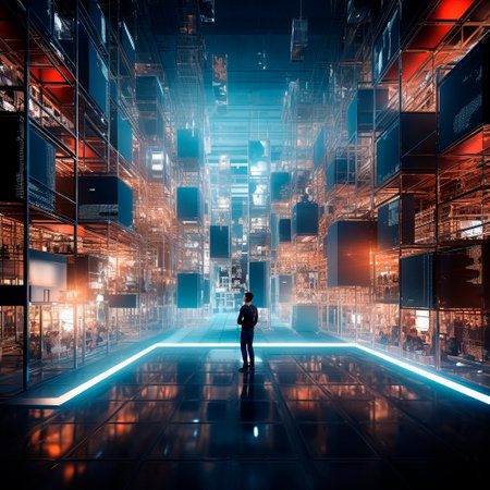 High-tech warehouse of the future. High quality illustrationの素材