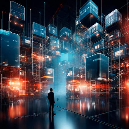 High-tech warehouse of the future. High quality illustrationの素材