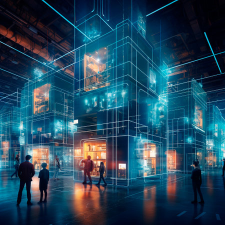 High-tech warehouse of the future. High quality illustrationの素材