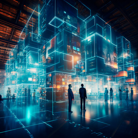 High-tech warehouse of the future. High quality illustrationの素材