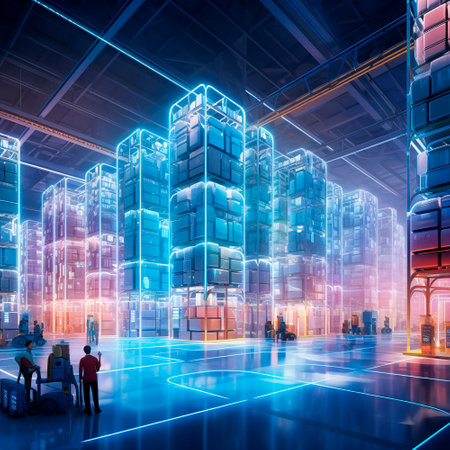 High-tech warehouse of the future. High quality illustrationの素材