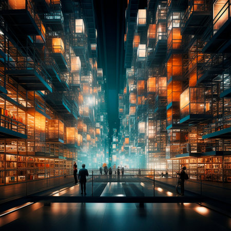 High-tech warehouse of the future. High quality illustrationの素材