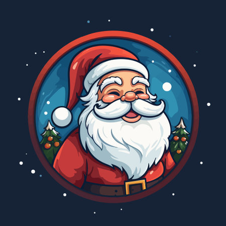 A beautiful vector icon with the image of Santa. Christmas card, poster. The concept of this painting is the embodiment of a good festive atmosphere through a vector illustration.のイラスト素材