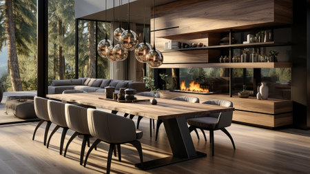 The rustic interior design of a modern living room. High quality illustrationの素材