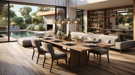 The rustic interior design of a modern living room. High quality illustrationの素材
