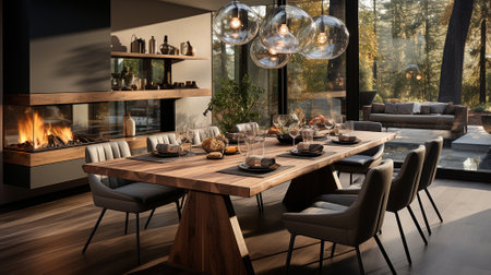 The rustic interior design of a modern living room. High quality illustrationの素材