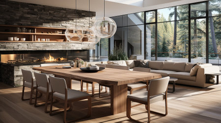 The rustic interior design of a modern living room. High quality illustrationの素材