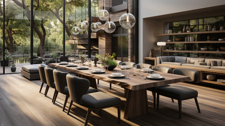 The rustic interior design of a modern living room. High quality illustrationの素材