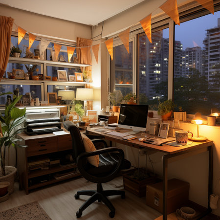 celebrating the new year in a cozy atmosphere at home on the remote. High quality illustrationの素材