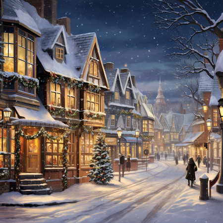Beautiful Christmas Street. High quality illustrationの素材
