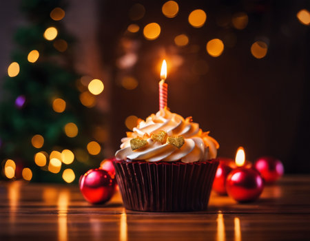Lovely Christmas cupcake. High quality illustrationの素材