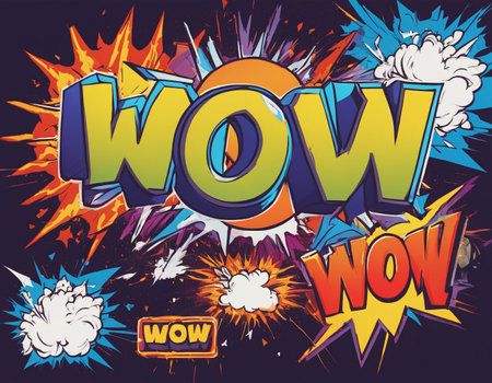 Cartoon sign of burst clouds with the word WOW. high quality illustrationの素材