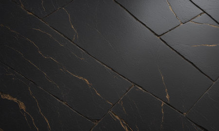 Professional design background with expensive black granite. Dark stone table with elements. High quality illustrationの素材