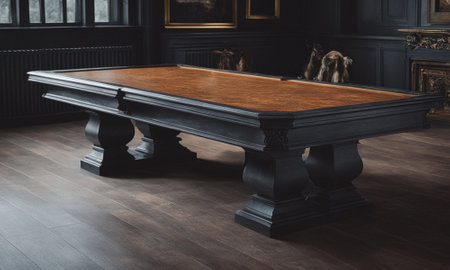 Professional design background with expensive black granite. Dark stone table with elements. High quality illustrationの素材