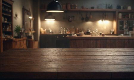 Professional design background with expensive wood. Dark wood table. High quality illustrationの素材