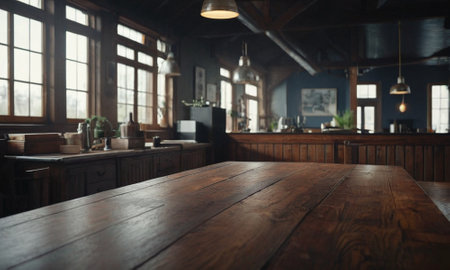 Professional design background with expensive wood. Dark wood table. High quality illustrationの素材