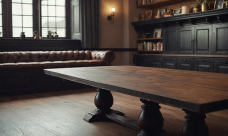 Professional design background with expensive wood. Dark wood table. High quality illustrationの素材