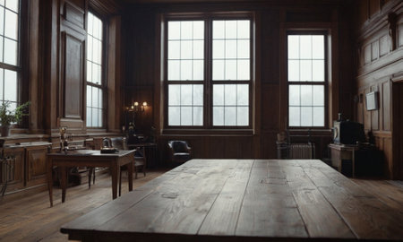 Professional design background with expensive wood. Dark wood table. High quality illustrationの素材