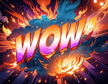 Cartoon sign of burst clouds with the word WOW. high quality illustrationの素材