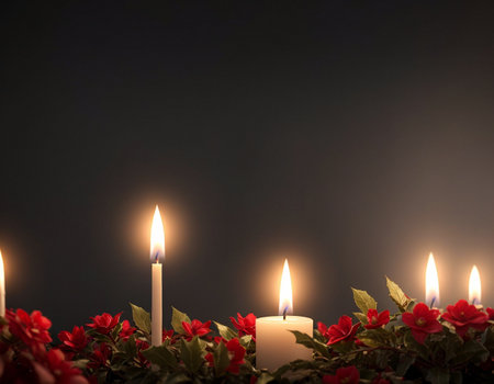 Candle and flowers. High quality illustrationの素材