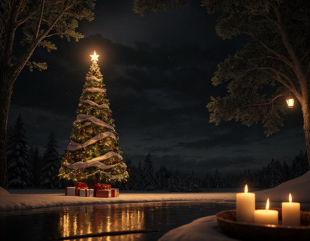 Christmas candles. High quality illustrationの素材