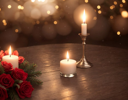 Candle and flowers. High quality illustrationの素材