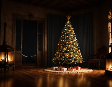 Christmas tree. High quality illustrationの素材