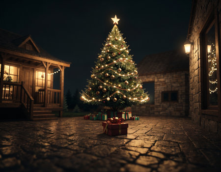 Christmas tree. High quality illustrationの素材