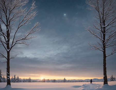 Beautiful winter landscape. High quality illustrationの素材
