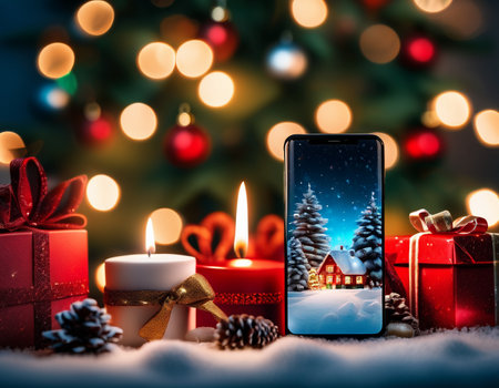 Lovely Christmas background with decorations. High quality illustrationの素材