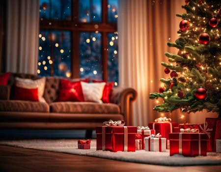 Lovely Christmas background with decorations. High quality illustrationの素材