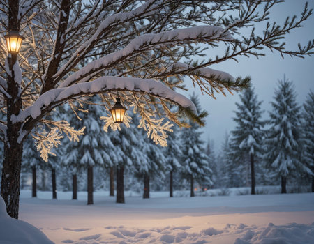 Beautiful winter landscape. High quality illustrationの素材
