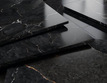 Professional background with expensive black mountain granite and marble. High quality illustrationの素材