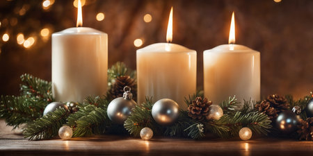 Lovely Christmas background with candles. High quality illustrationの素材