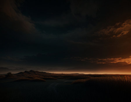 A beautiful night landscape shot with long exposure. High quality illustrationの素材