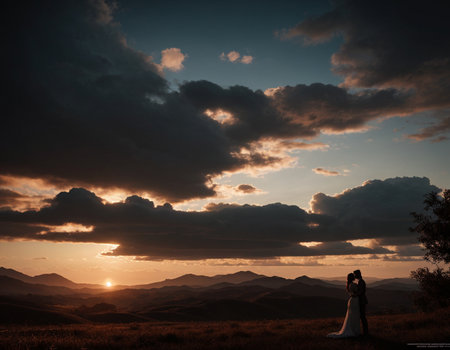 A beautiful night landscape shot with long exposure. High quality illustrationの素材