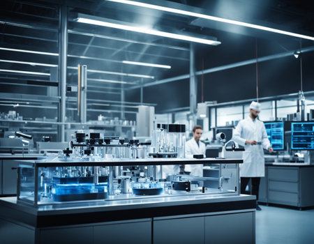Laboratory scientific and medical research. Doctors and scientists conduct experiments and experiments. High quality illustrationの素材